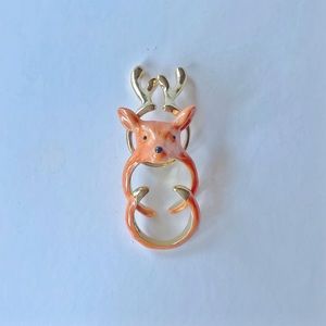 Deer & antler stacking ring set gold enamel animal